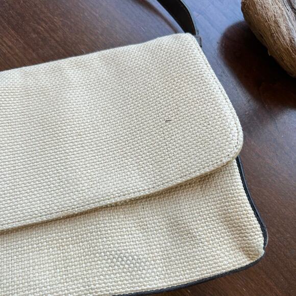 Vintage Liz Claiborne - classic woven cream leather foldover shoulder bag purse - Picture 5 of 16